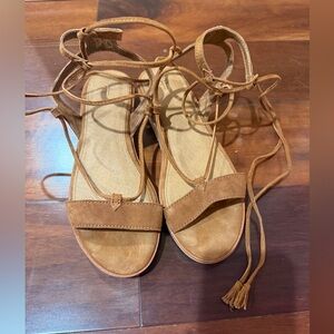 Frye Brown Lace-Up Sandals